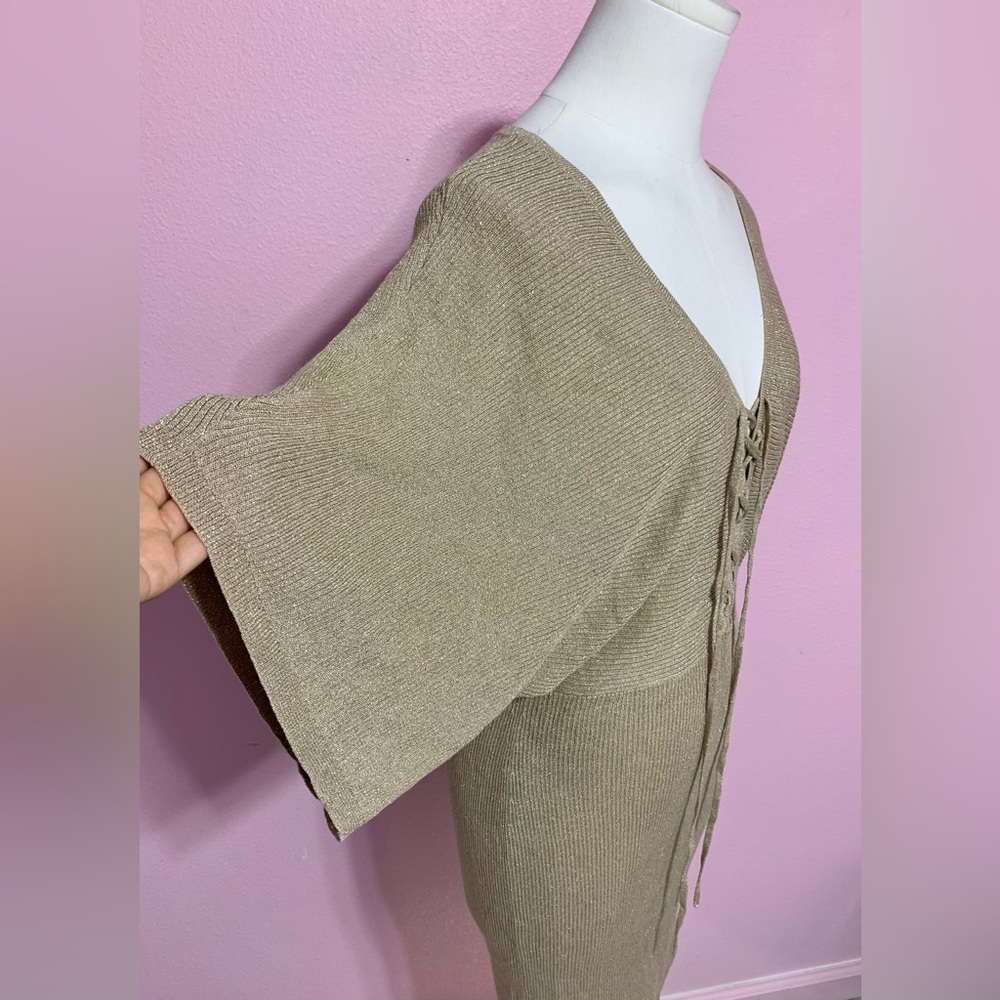 *RARE VTG Arden B gold metallic knit silk/cashmere blend dress - small - Picture 4 of 10